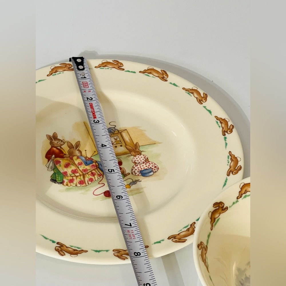 Vintage 1936 Royal Doulton Bunnykins Fine Bone China 3-Piece Nursery Set - Picture 7 of 11